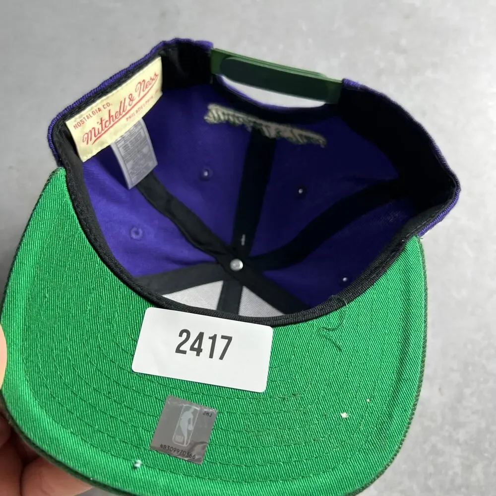 Mitchell And Ness Milwaukee Bucks SnapBack Hat Logo Purple Green Youth Fit NWT